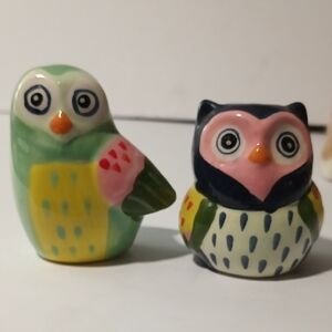 Source Unknown Colorful Owl Salt and Pepper Shakers